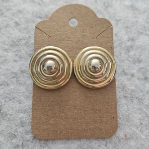 Vintage Vittorio Gold Tone Disc Statement Earrings